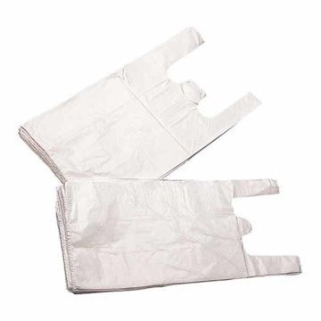 Bolsa polipapel tipo camiseta No. 2 color blanco 25 x 45 cm