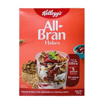 Cereal All-Bran Flakes Natural 570 g Kelloggs BF (Hojuela)
