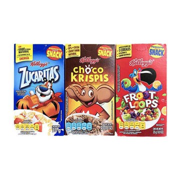 Cereal variedades individual Kelloggs 50 cajitas de 30 g (IEPS inc.) VAR