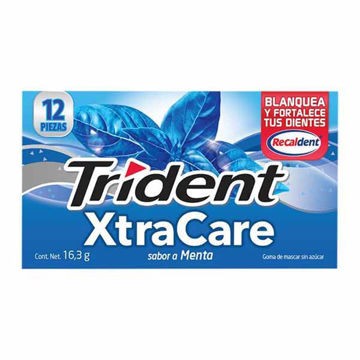 Chicle Trident Xtracare menta 12 paquetes de 12 piezas