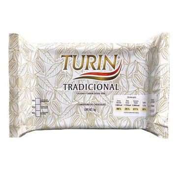 Chocolate con Leche Cobertura Turin Marqueta de 1 Kg (IEPS inc.)