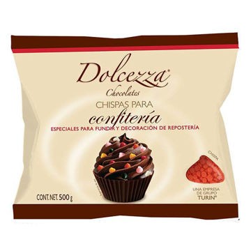 Chocolate en chispas rojas Dolcezza Bolsa de 500 g (IEPS inc.)