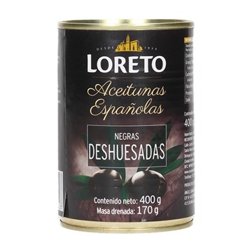 Aceituna Negra DESHUESADA LORETO Lata 400 g