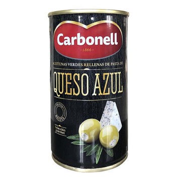 Aceitunas Verdes Rellenas de Queso Azul Carbonell 350gr Lata