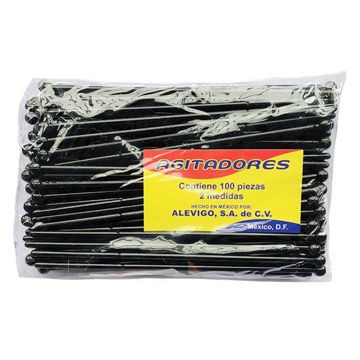 Agitador Negro Biodegradable 100 piezas