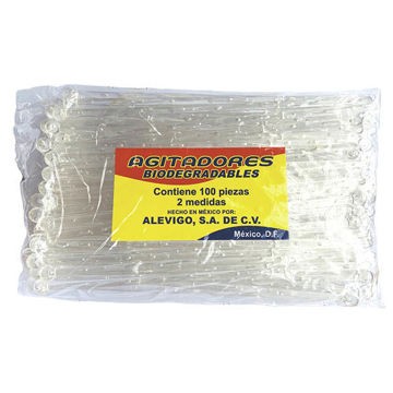 Agitador Transparente Biodegradable 100 piezas